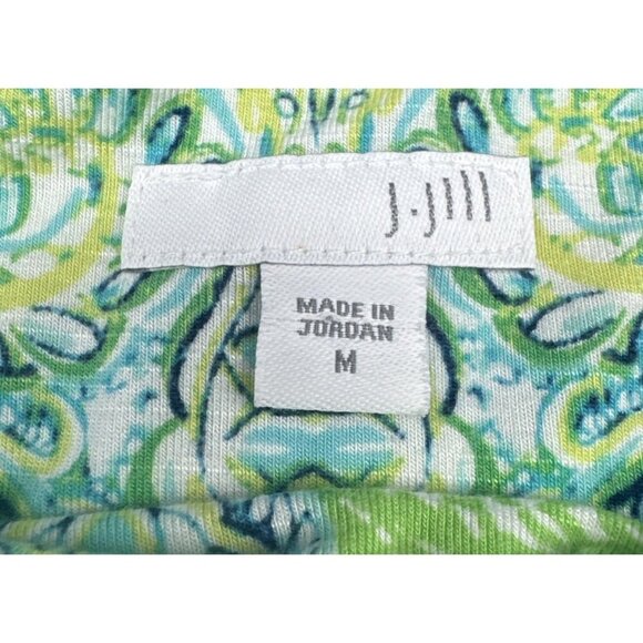 J Jill Blue Green Paisley Print Sleeveless Knit Maxi Dress Sz M Vacation Travel - Picture 7 of 10